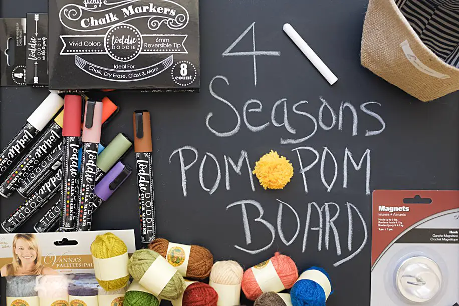 DIY 4 Seasons Pom Pom Magnetic Chalkboard Crafts for Kids & Adults | Simply Living NC
