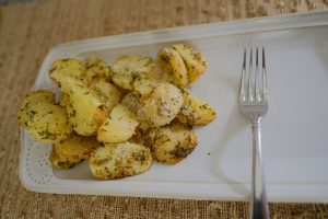 Roasted Parmesan Parsley Potatoes Recipe; harvested fresh garden to table simply living nc
